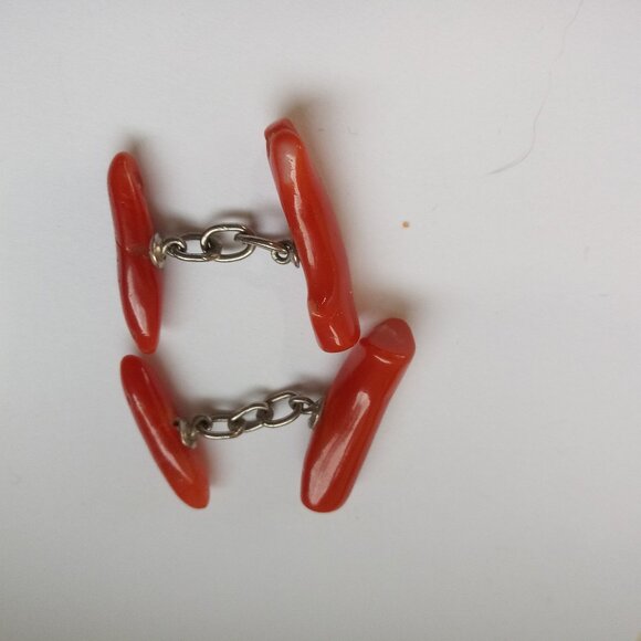 Estate find coral cuff links - Picture 1 of 4